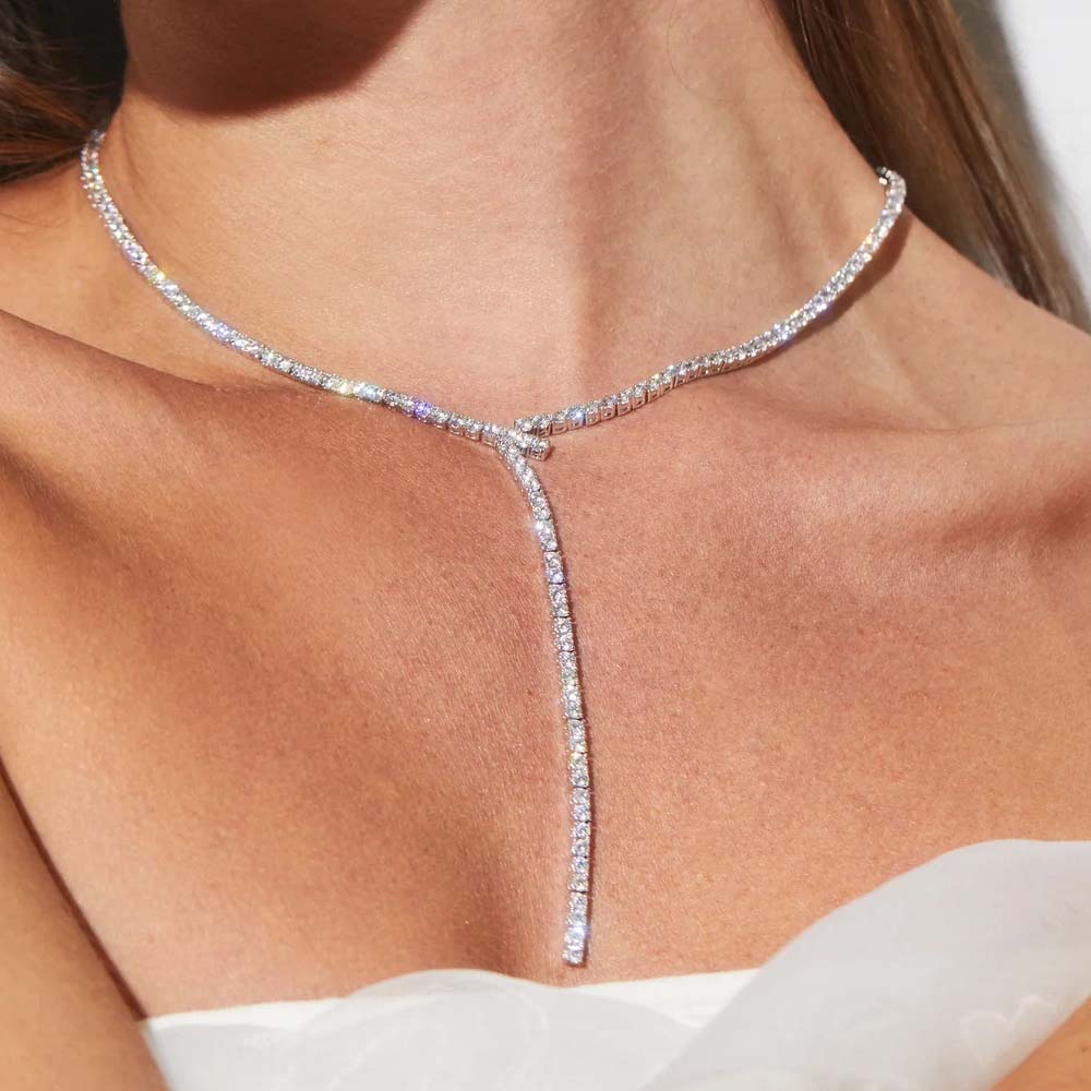 Crystal Choker Necklace - Stonenfans طويل Y على شكل الوهق
