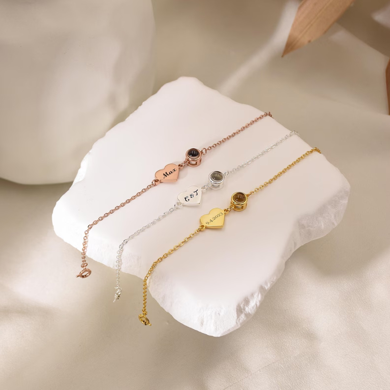 Rose Gold Bracelet - سوار اسم مخصص مع سوار عرض