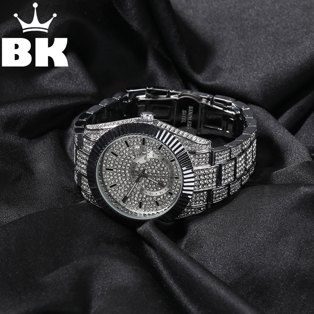 King'S Jewelry Watches - بلينغ الملك-الرجال الفرقة المعدنية ووتش ،