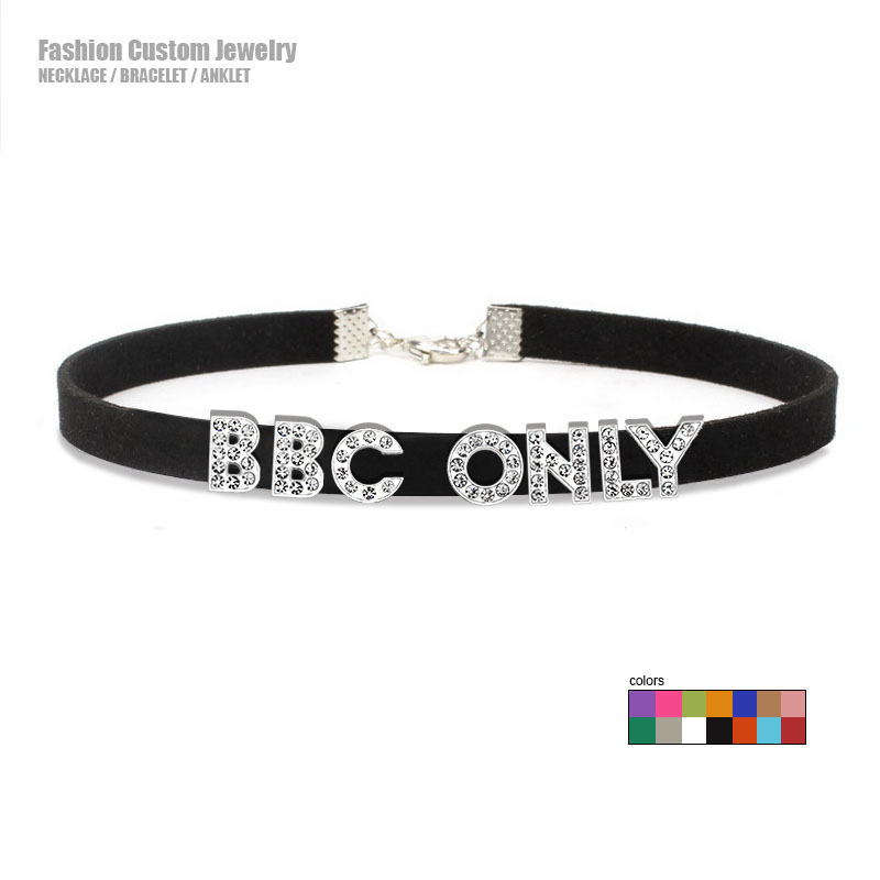 Crystal Choker Necklace - حجر الراين رسالة بي بي سي