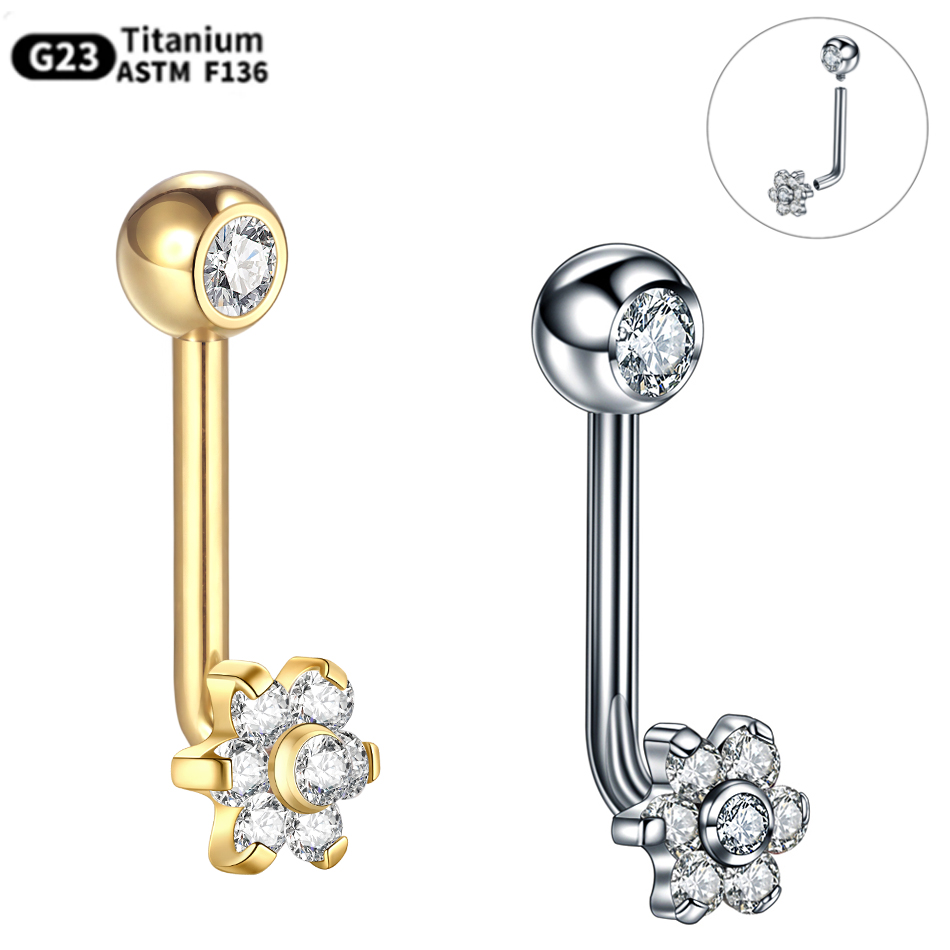 Christina Jewelry & Watches Marguerite Ørestik Forgyldt Sølv - 1 قطعة التيتانيوم كريستينا ثقب زهرة
