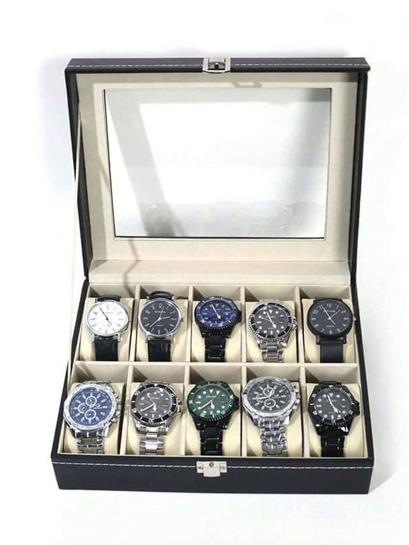 Jewelry Watches Box - صندوق ساعات جلدي مع قفل، علبة