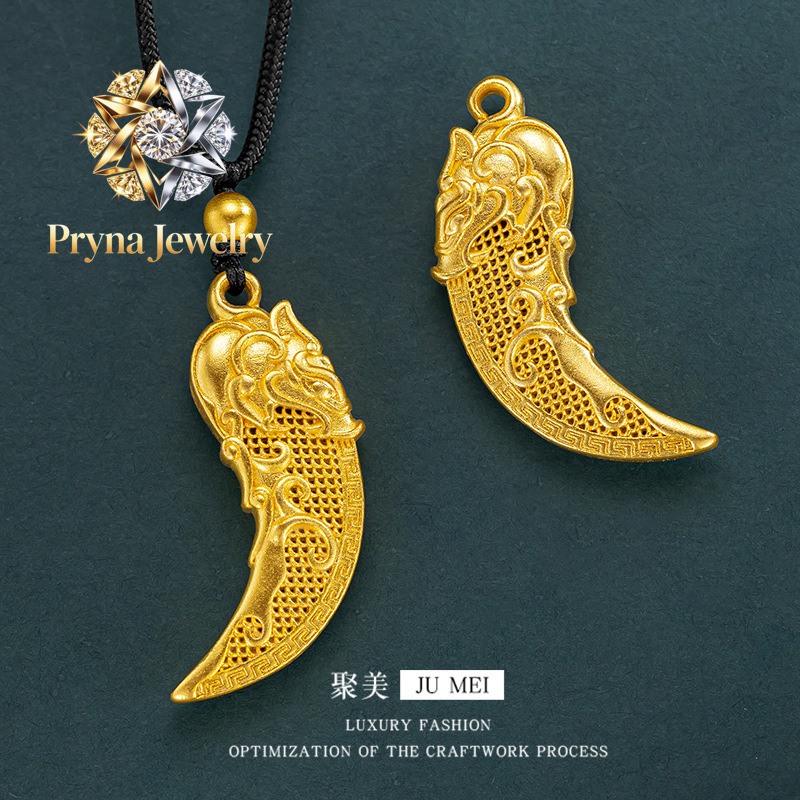 Wolf Jewelry & Watches Tampa - مجوهرات برينا الفاخرة، قلادة ذهبية حقيقية