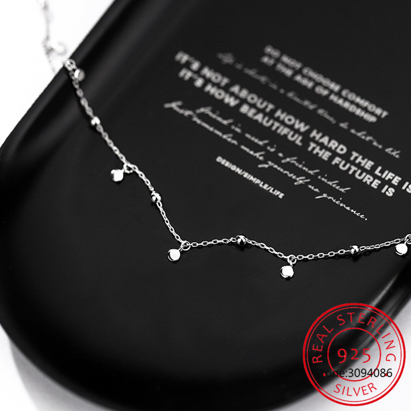 Crystal Choker Necklace - 925 فضة مجوهرات حساسة أقراص حبة