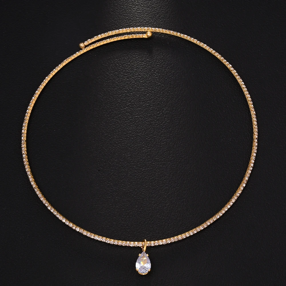 Crystal Choker Necklace - Stonefans قطرة الماء قلادة المختنق قلادة