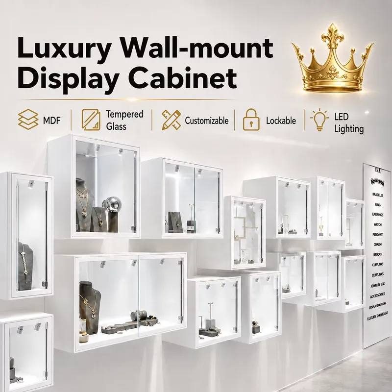 خزانة عرض LED مخصصة بيضاء مثبت - مراجعة Jewelry Stores With Watches وسعره