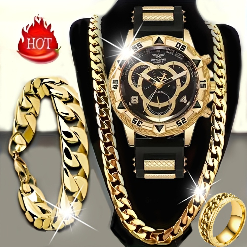 طقم فاخر للرجال مكون من 4 قطع، - مراجعة Jewelry Type Watches وسعره