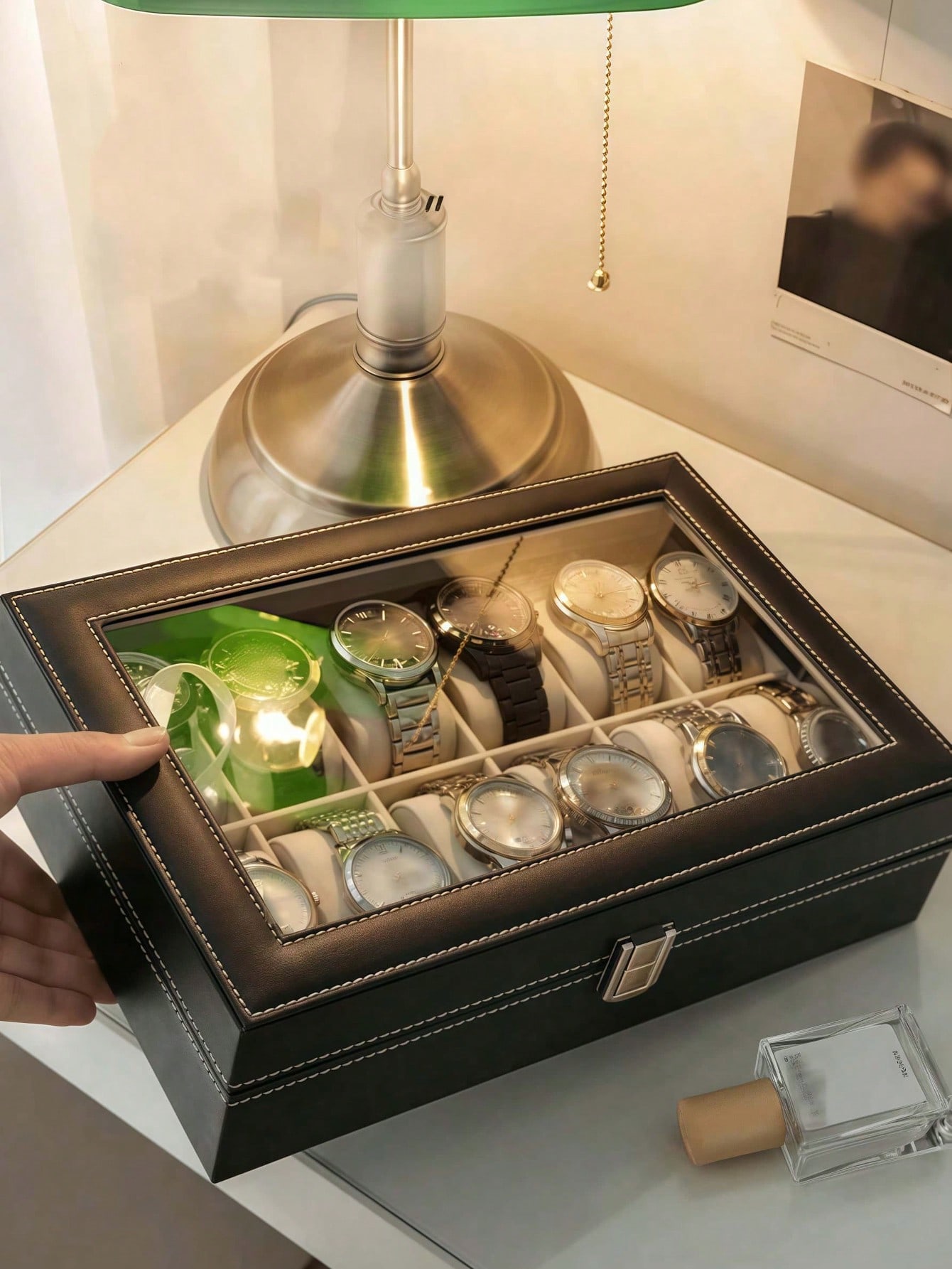 صندوق ساعات جلدي مع قفل، علبة  - مراجعة Jewelry Watches Box وسعره