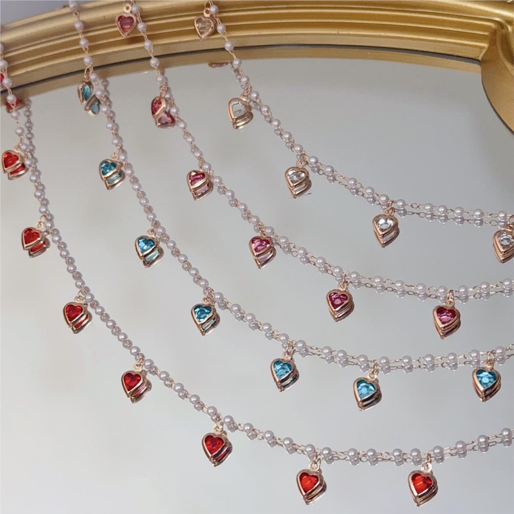 سلسلة نحاسية بقلوب كريستالية و - مراجعة Crystal Choker Necklace وسعره