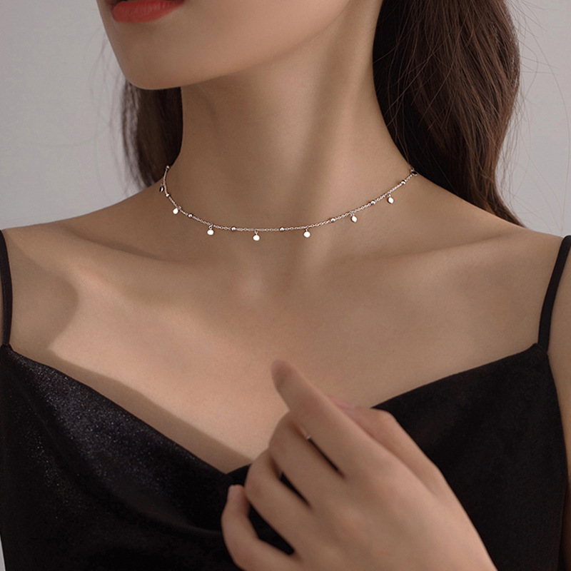 925 فضة مجوهرات حساسة أقراص حب - مراجعة Crystal Choker Necklace وسعره