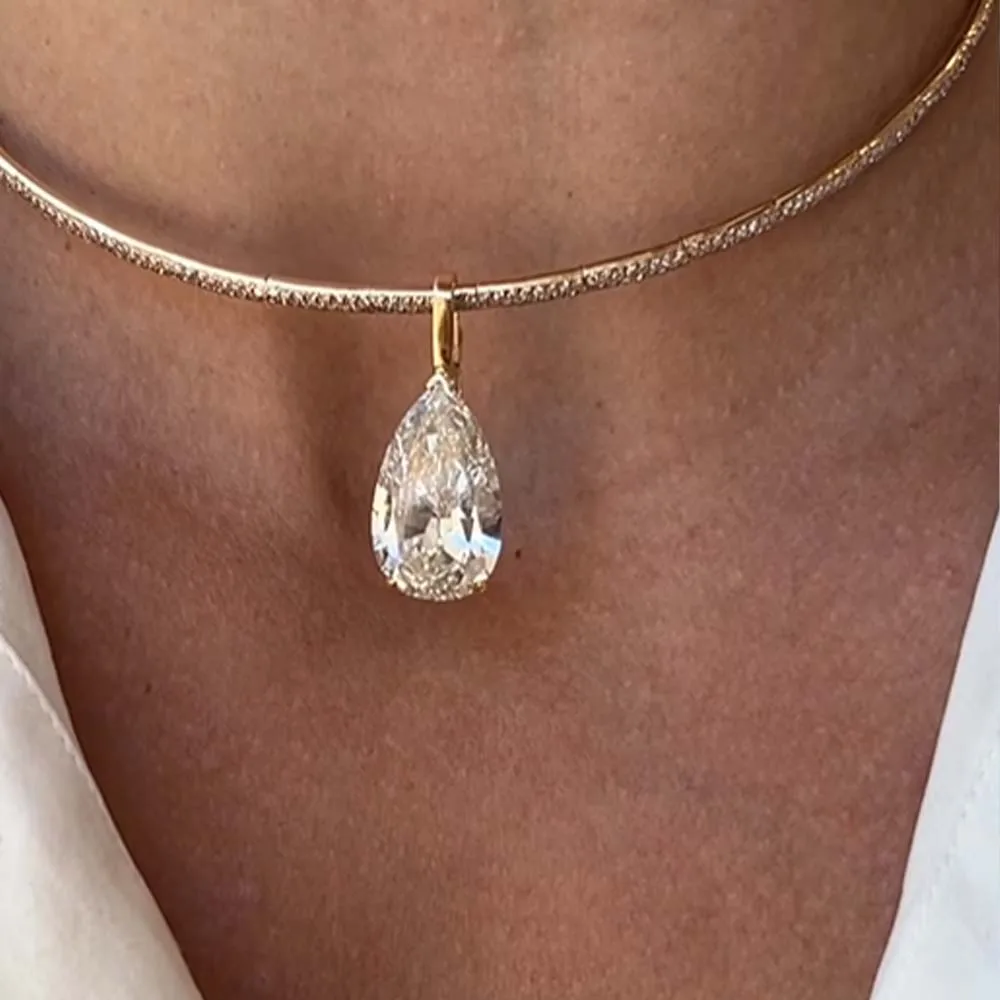 Stonefans قطرة الماء قلادة الم - مراجعة Crystal Choker Necklace وسعره