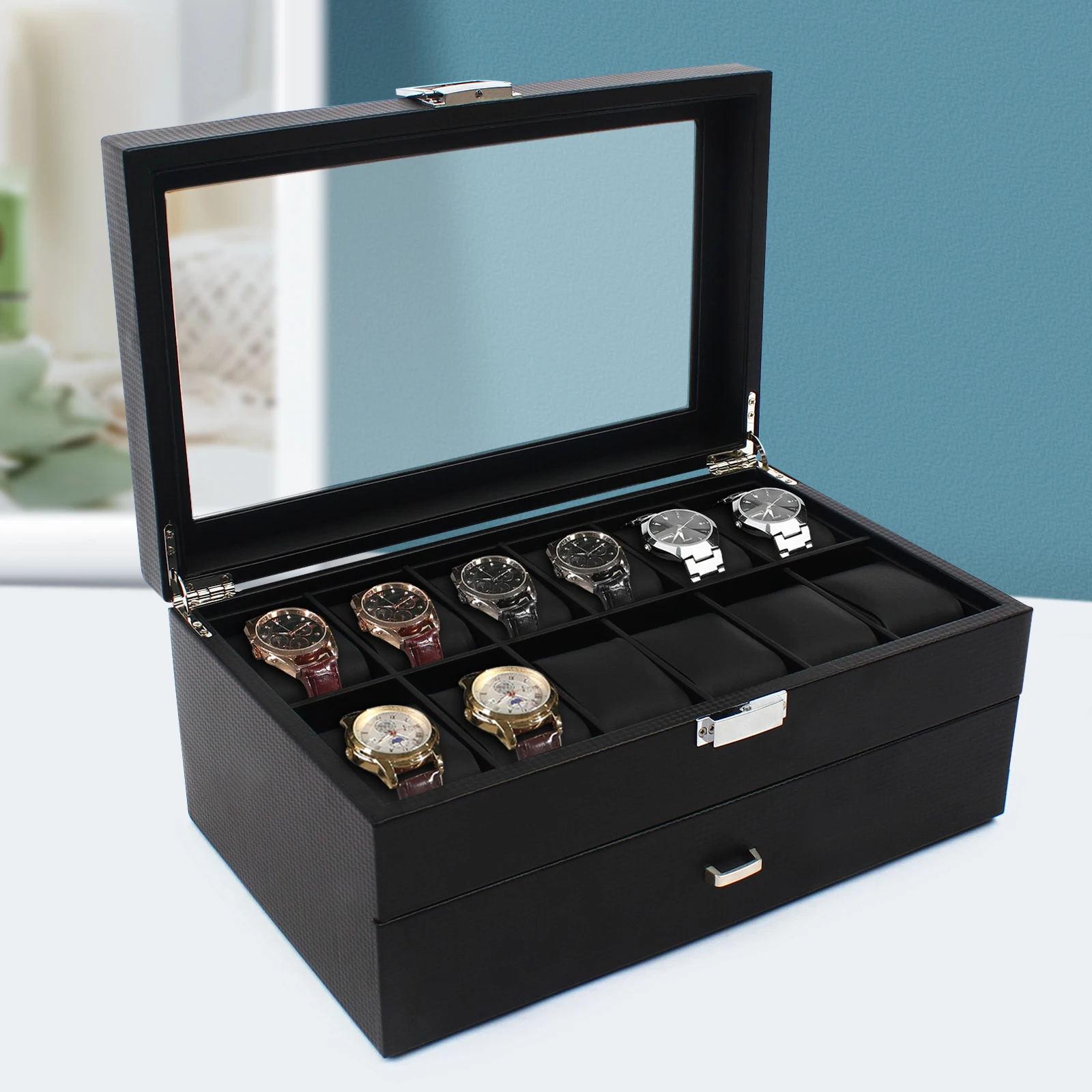 جديد 2 طبقات 24 مقصورة ساعة صن - مراجعة Jewelry Type Watches وسعره